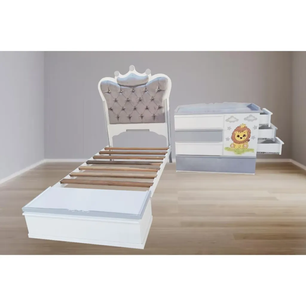 Cama cuna plaza y media plomo rey leon full cajon
