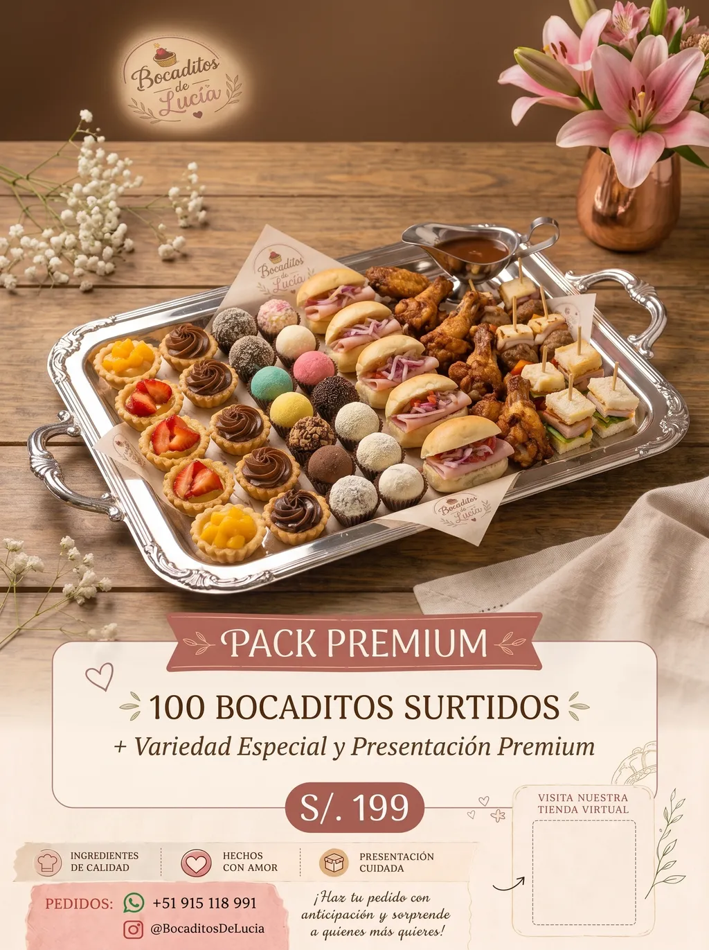 Pack Premium - 100 Bocaditos Surtidos Especiales