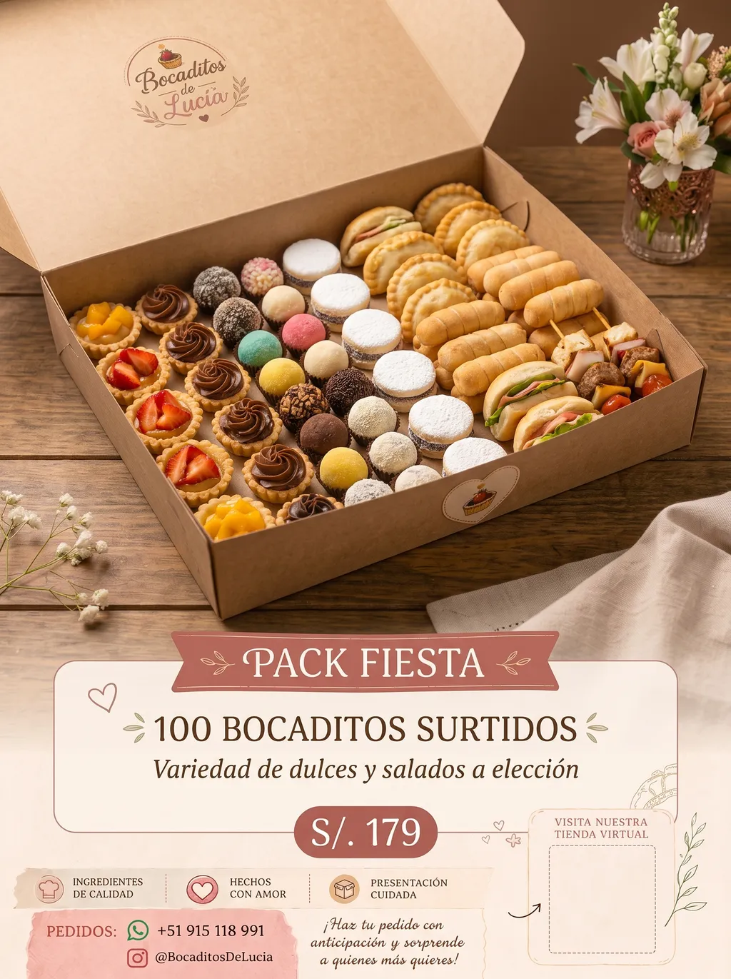 Pack Fiesta - 100 Bocaditos Surtidos